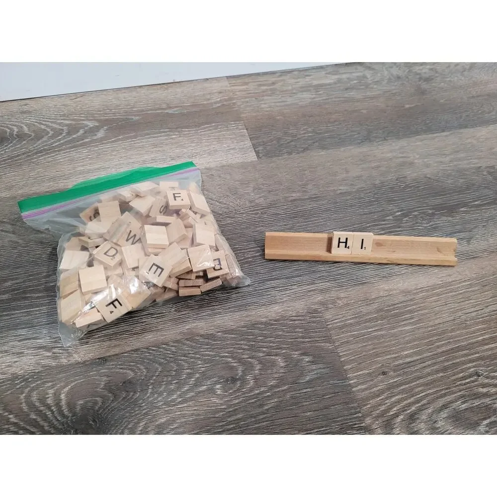 Scrabble Stand and Letter Pieces set Home Decor Tier Tray #8